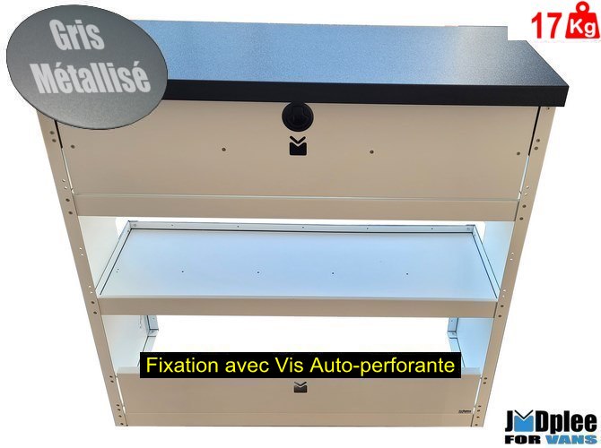 RAL GRIS - DELIVER 9-Etabli 2 Etag�res Traction Tous Volumes = LONGUEUR 1000 (L:100 x P:40 x H:98)